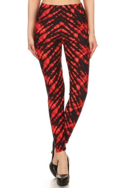 Black & Red Orange Tie Dye Leggings
