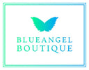 Logo of Blueangel Boutique with a blue butterfly on a white background