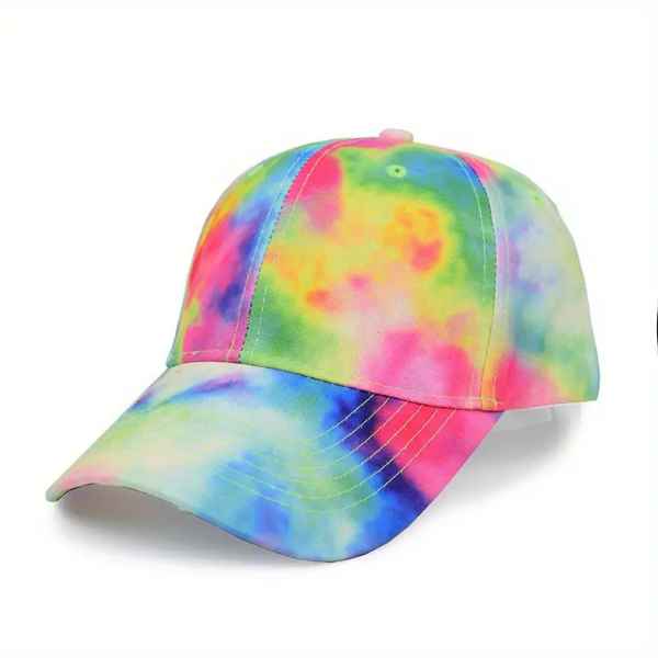 Neon Rainbow Tie Dye Baseball Hat
