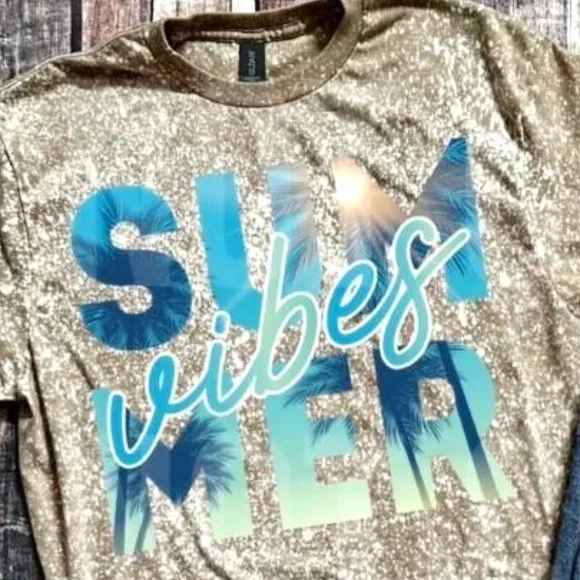 Beach Summer Vibes Bleach Splatter Graphic Tee