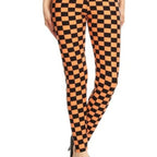 Black & Orange Checkered Plus Size Leggings