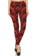 Black & Red Orange Tie Dye Leggings