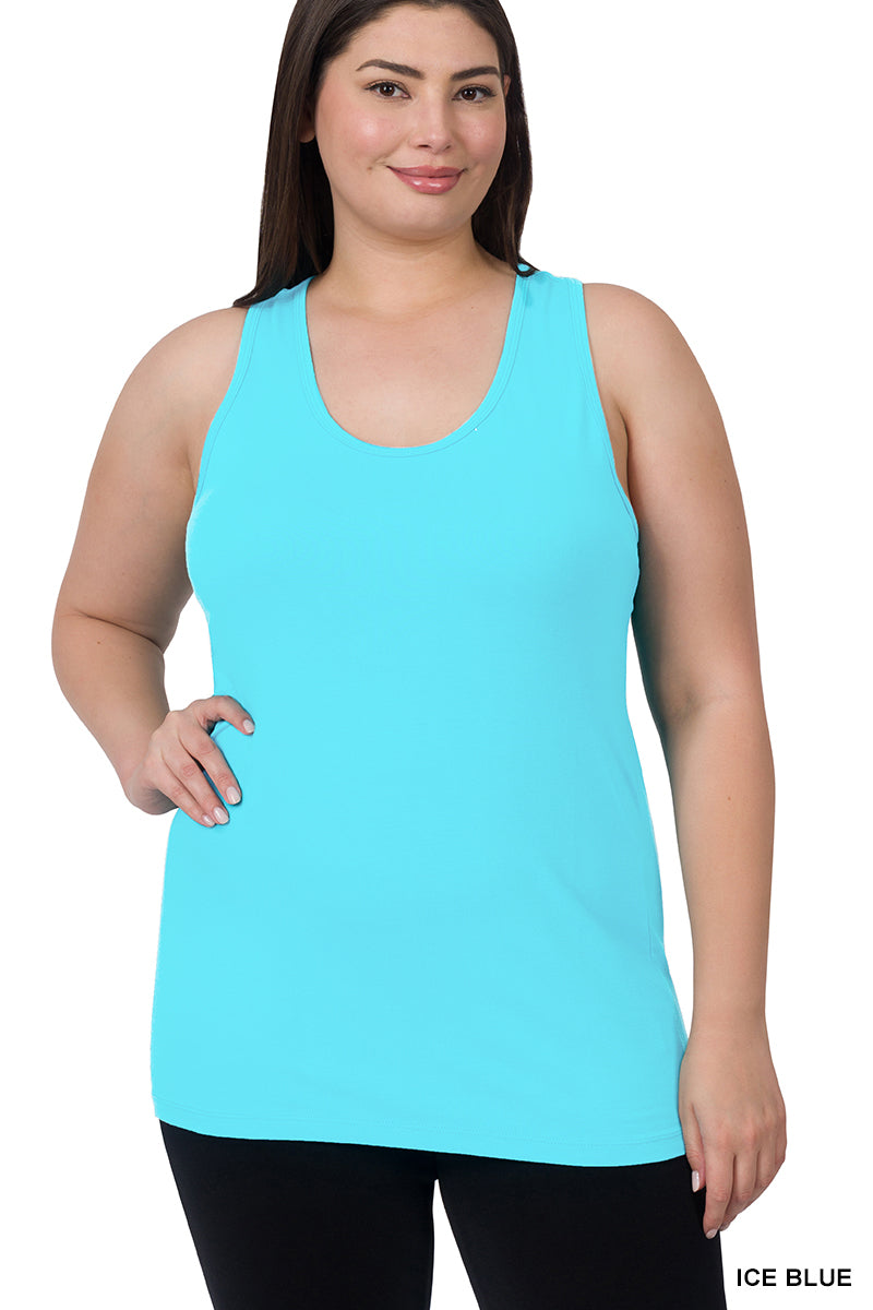 Zenana Ice Blue Fitted Racerback Tank Top