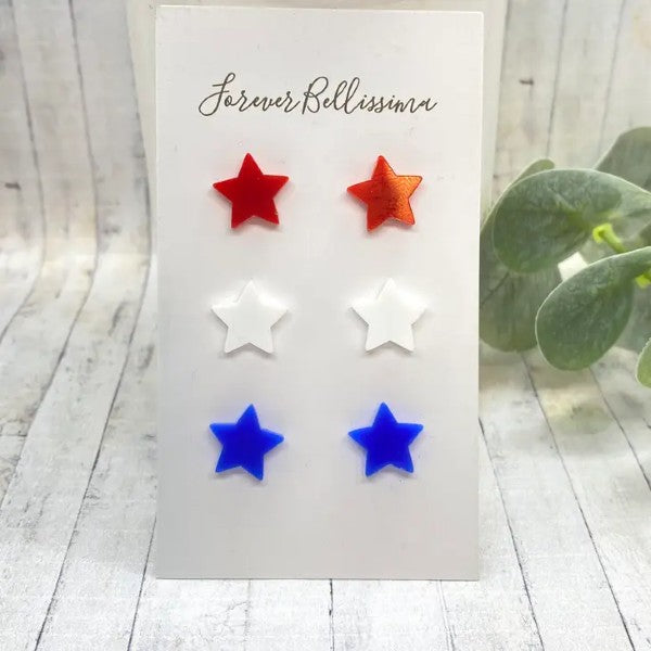 Red, White, & Blue Stars Earrings Set
