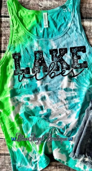Lake Vibes Blue & Green Tie Dye Tank Top