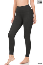 Black High Waisted Full Length Plus Size Leggings w/Pockets