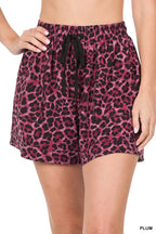 Zenana Plum Leopard Lounge Shorts