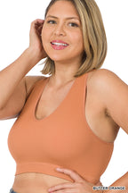Butter Orange Plus Size Seamless Cropped Racerback Tank