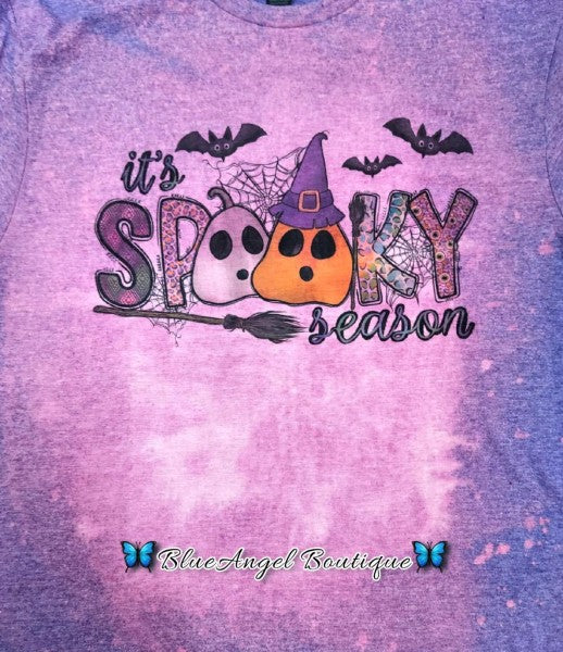 It's Spooky Season Halloween Acid Wash Bleached Tee