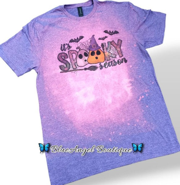 It's Spooky Season Halloween Acid Wash Bleached Tee