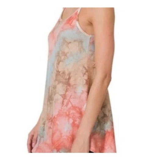 Blue, Peach, & Taupe Tie Dye Tank Top